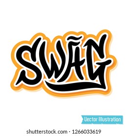 Swag - lettering logo concept.  T shirt design element, print for tee. Inscription Swag for embroidery on apparel.  Vector emblem, sticker on car. Element for banner, party poster. Vector illustration