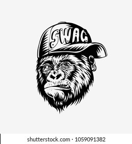 SWAG monkey with cap - Monkey modern street style attributes for stiker