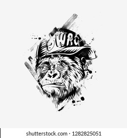 SWAG monkey with cap - Monkey modern street style attributes for stiker