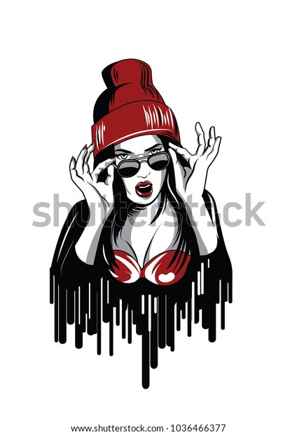 Image vectorielle de stock de Swag Music Girl Pretty Young