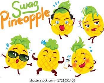 Swag Pineapples five characters chillin'