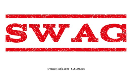 Swag watermark stamp. Text tag between horizontal parallel lines with grunge design style. Rubber seal red stamp with dust texture. Vector ink imprint on a white background.