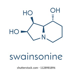 Swainsonine locoweed toxin molecule. Present in Astragalus, Oxytropis and Swainsona plant species. Skeletal formula.
