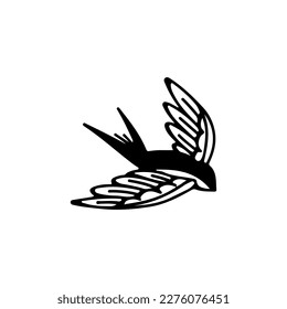 swallow bird doodle illustration vector