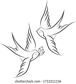 Swallow bird, fly, vector illustration