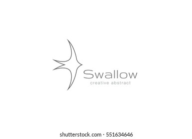 Swallow bird flying Logo design vector template Linear style.