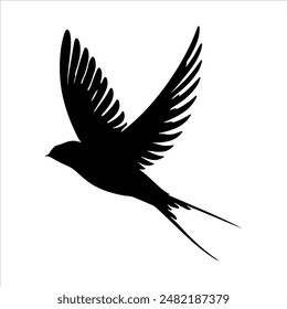 Swallow bird flying silhouette isolated on white background. Swallow bird icon vector illustration design.