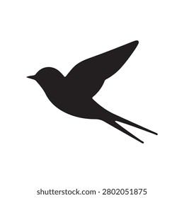 Swallow bird flying silhouette isolated on white background