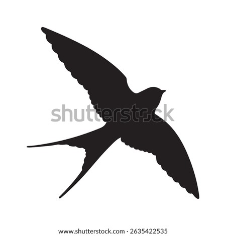 Swallow bird flying silhouette isolated on white background. Swallow bird icon vector illustration design.