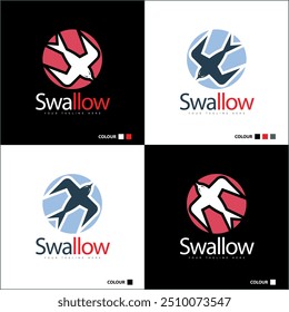 swallow bird flying silhouette logo set template design