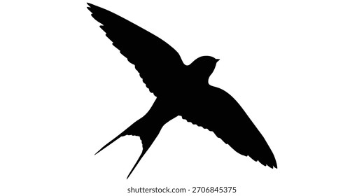 Swallow bird flying silhouette vector illustration on white background.
