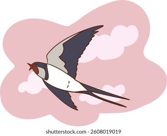 swallow bird flying in the sky.flying swallow birds vector illustration