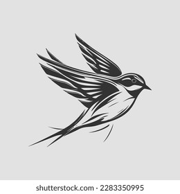 vector de ilustración de pájaro de deglución. ilustración de estilo de pájaro retro. ilustración de vector de pájaro.