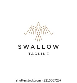 Swallow bird line logo icon design template flat vector