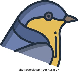Swallow bird linear color vector illustration