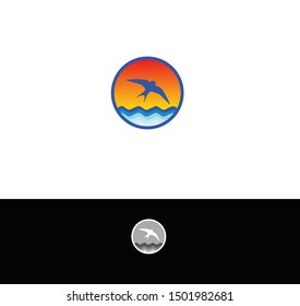 Swallow bird logo in a circle