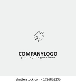 Swallow Bird Logo Icon Line Art