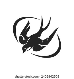 Plantilla del logotipo del ave degluta Aislada. Identidad de marca. Gráfico de vectores de resumen de iconos