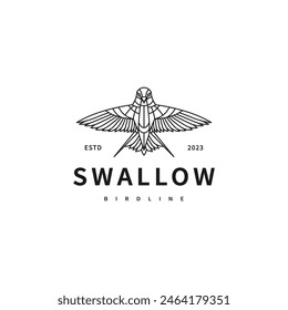 ilustración de diseño de logo de swallow bird monoline 