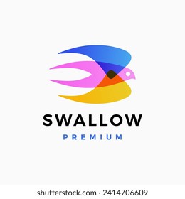 Swallow Bird Multiply Overlapping Color Gradient Logo Vector Icon illustration