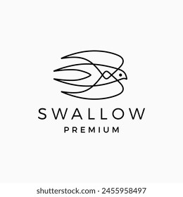Swallow Bird outline line lineart monoline Logo Vector Icon illustration