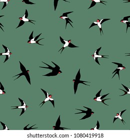 Swallow bird seamless pattern