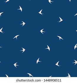Swallow bird. Seamless vector pattern. Spring bird. Wrapping paper, card, poster, print design