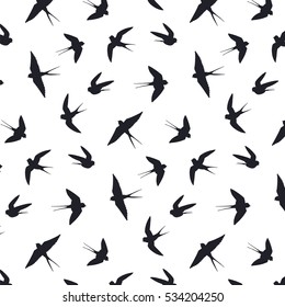 Swallow Bird Silhouette Vector Pattern