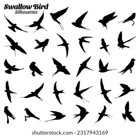 Swallow bird  silhouettes vector illustration set