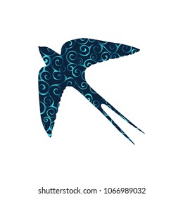 Swallow bird spiral pattern color silhouette animal.