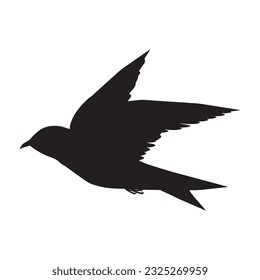 swallow bird or swiftlet silhouette black isolated in white background vector illustration