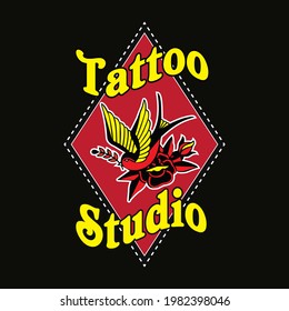 swallow bird for tattoo studio logo 