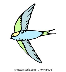 Swallow bird vector illustration. Doodle style. Design, print, decor, textile, paper