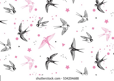 swallow bird vector pattern