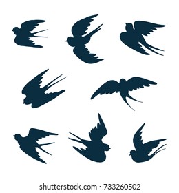 swallow bird vector silhouette illustrations set