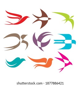 Swallow bird wing logo icon symbol design set