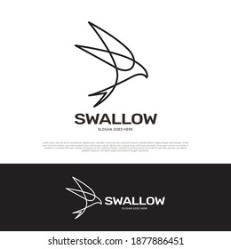 Swallow bird wing logo icon symbol mono line design