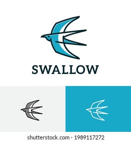 Swallow Bird Wings Flying to Sky Simple Line Logo