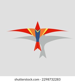 Swallow Bird Wings Flying to Sky Simple Line Logo geometric