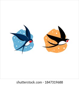 swallow birds element set, pattern, print or sticker animal nature template idea