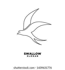 Swallow black outline  logo. Isolated swallow on white background. Vector illustration
