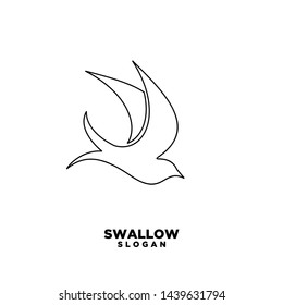 Swallow black outline  logo. Isolated swallow on white background. Vector illustration
