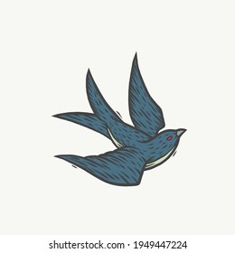 A swallow.  Can be used as a sketch of a tattoo.