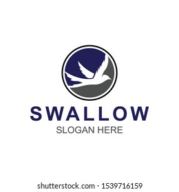 Swallow Circle bird Vintage Flying logo business design template vector illustration