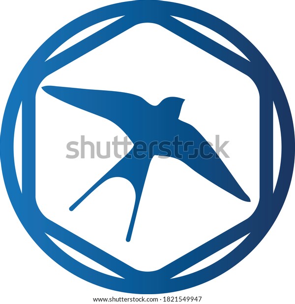 Swallow Circle Hexagon Blue Stock Vector (Royalty Free) 1821549947 ...