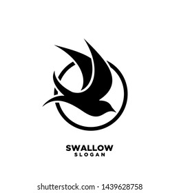 Swallow circle logo. Isolated swallow on white background. Vector illustration