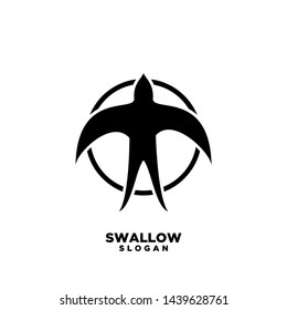 Swallow circle logo. Isolated swallow on white background. Vector illustration