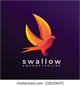 swallow colorful logo design template