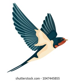 swallow in flight vector illustration style Flat.