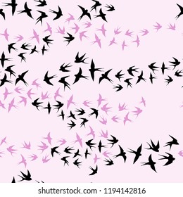Swallow. Fly bird in sky seamless pattern